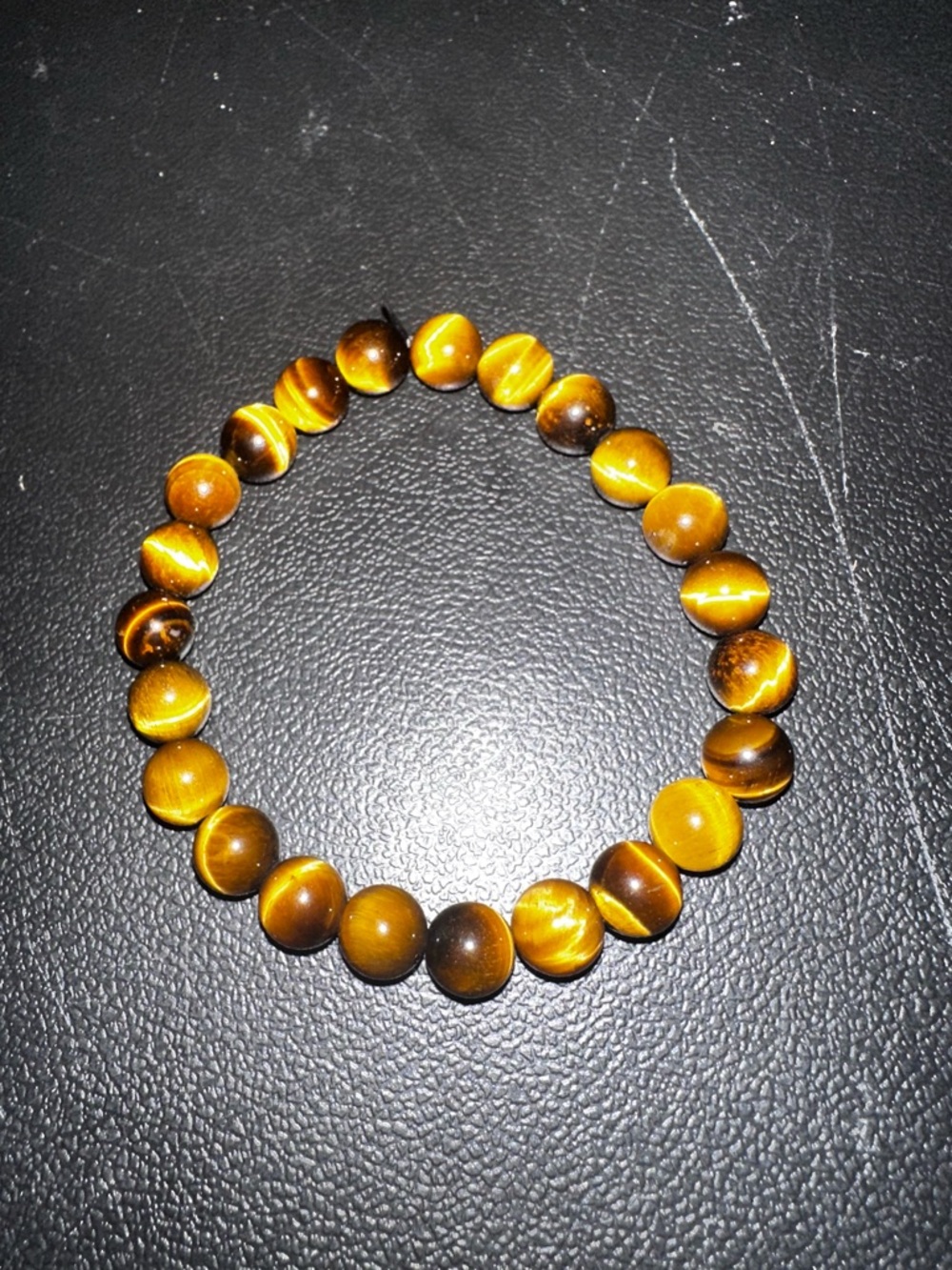 Tiger Eye Stone Stretch Bracelet - Lustrous Golden Brown